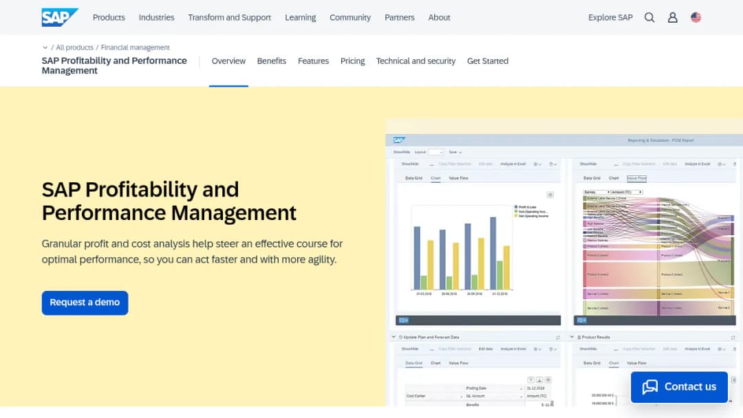 SAP Profitability and Performance Management screenshot