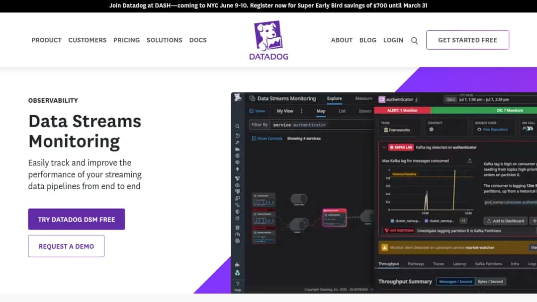 Datadog Data Streams Monitoring screenshot