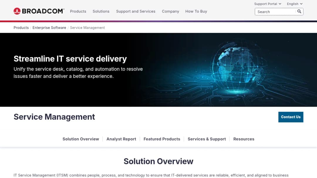 Broadcom Service Management screenshot