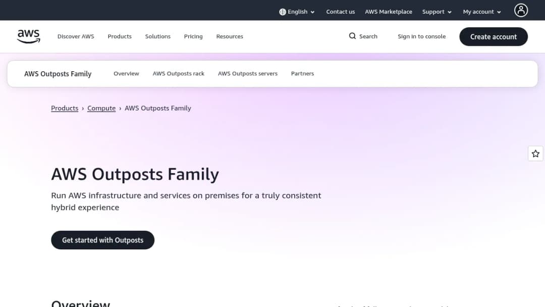 AWS Outposts screenshot
