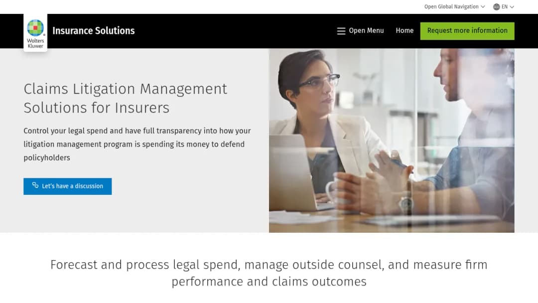 Wolters Kluwer Claims Litigation Management Solutions for Insurers screenshot