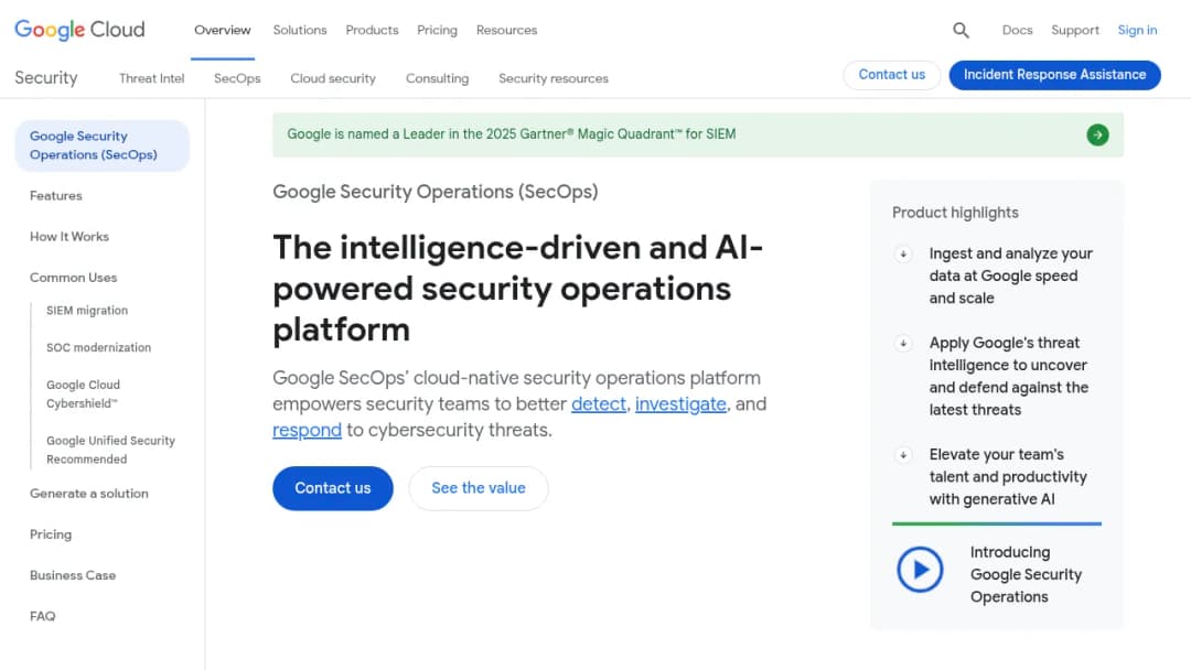 Google Google Security Operations screenshot