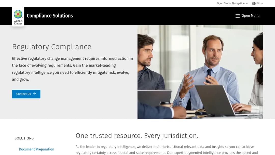 Wolters Kluwer Compliance Program Management screenshot