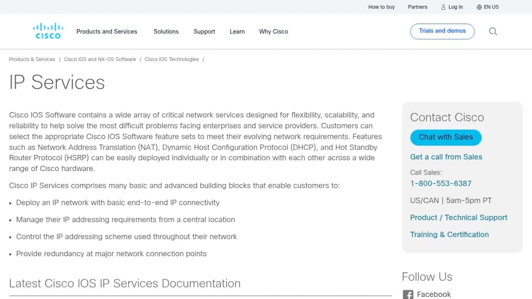 Cisco IP Services screenshot