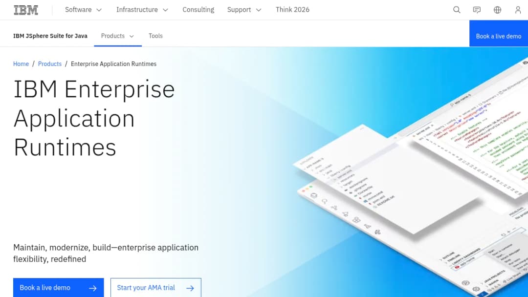 IBM Enterprise Application Runtimes screenshot
