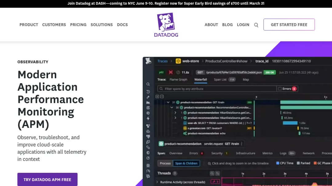Datadog Application Performance Monitoring screenshot