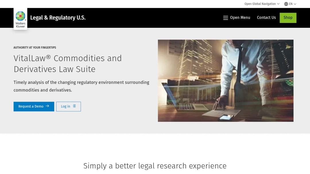 Wolters Kluwer VitalLaw® Commodities and Derivatives Law Suite screenshot