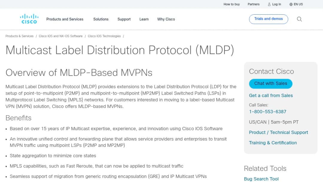 Cisco Multicast Label Distribution Protocol screenshot
