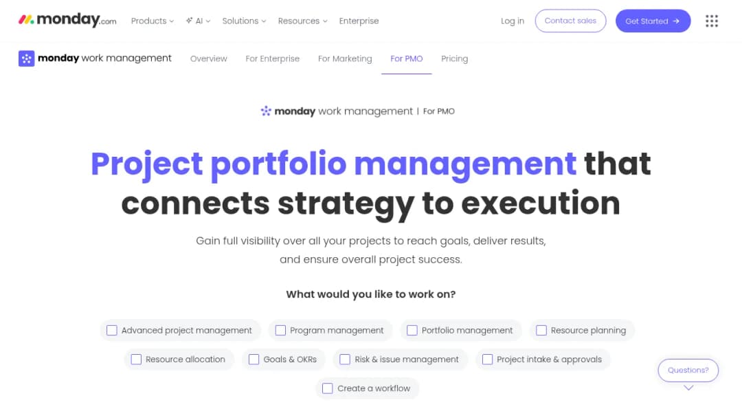 Monday.com PMO screenshot