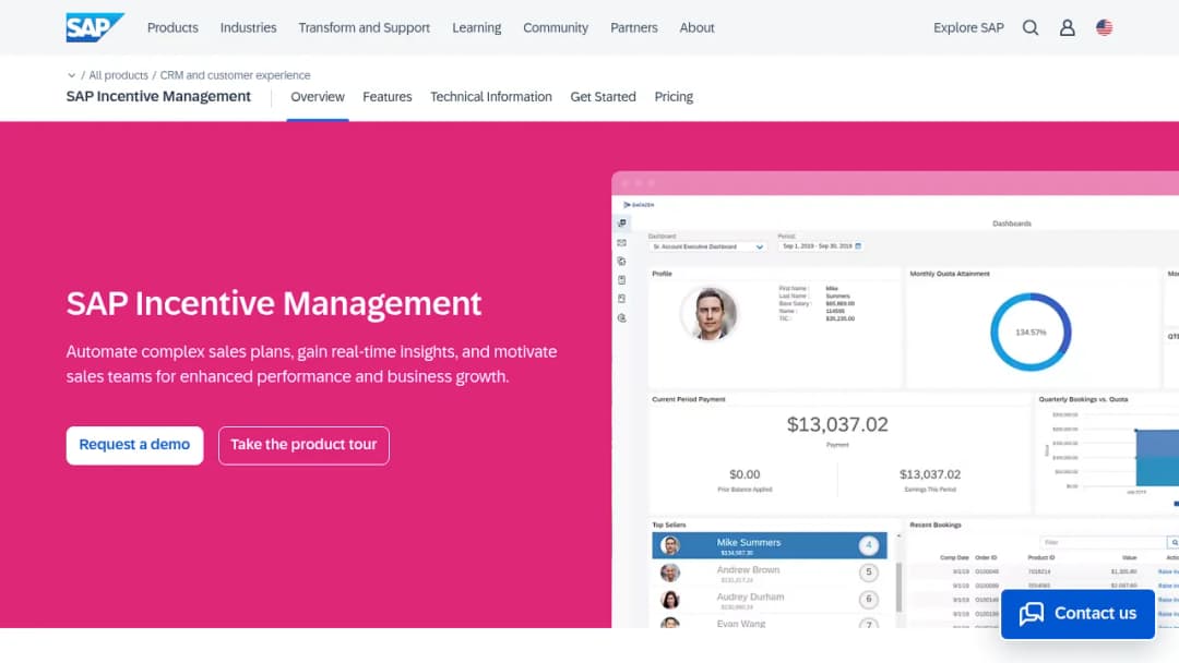 SAP Incentive Management screenshot