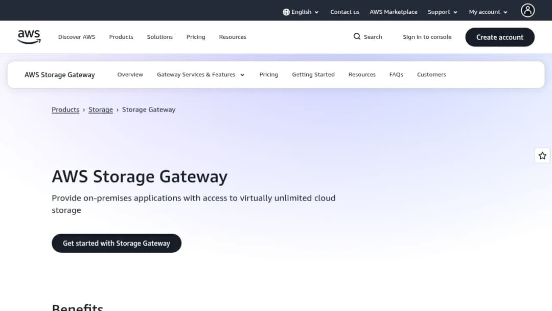 AWS Storage Gateway screenshot