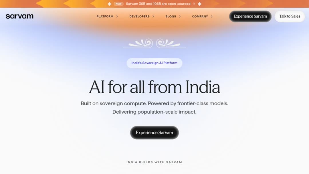 Sarvam AI screenshot