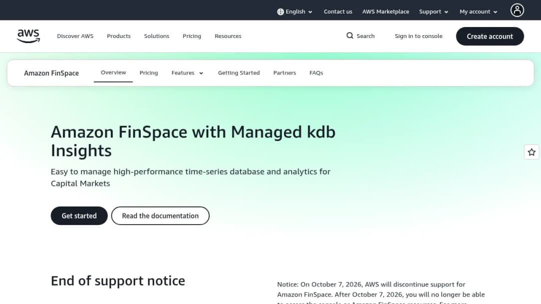 Amazon FinSpace screenshot