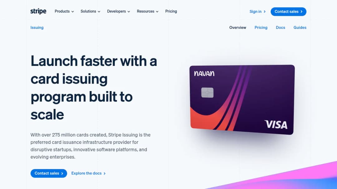 Stripe Issuing screenshot