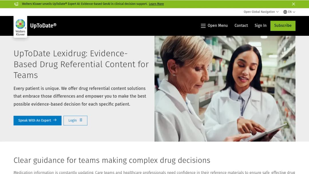 Wolters Kluwer UpToDate Enterprise™: UpToDate® Lexidrug™ screenshot