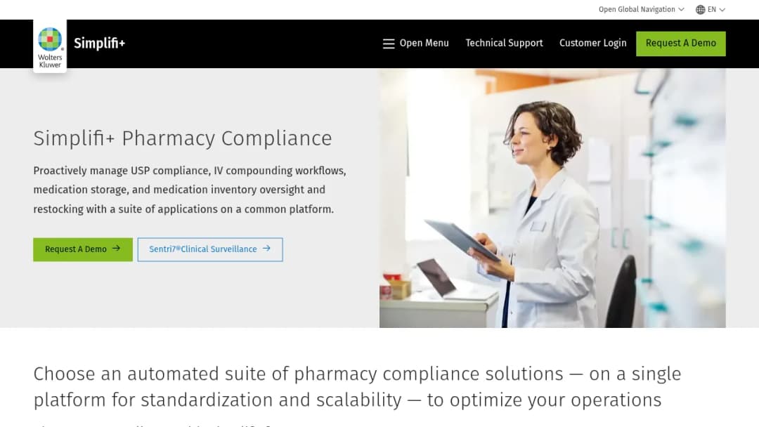 Wolters Kluwer Simplifi+ Pharmacy Compliance screenshot