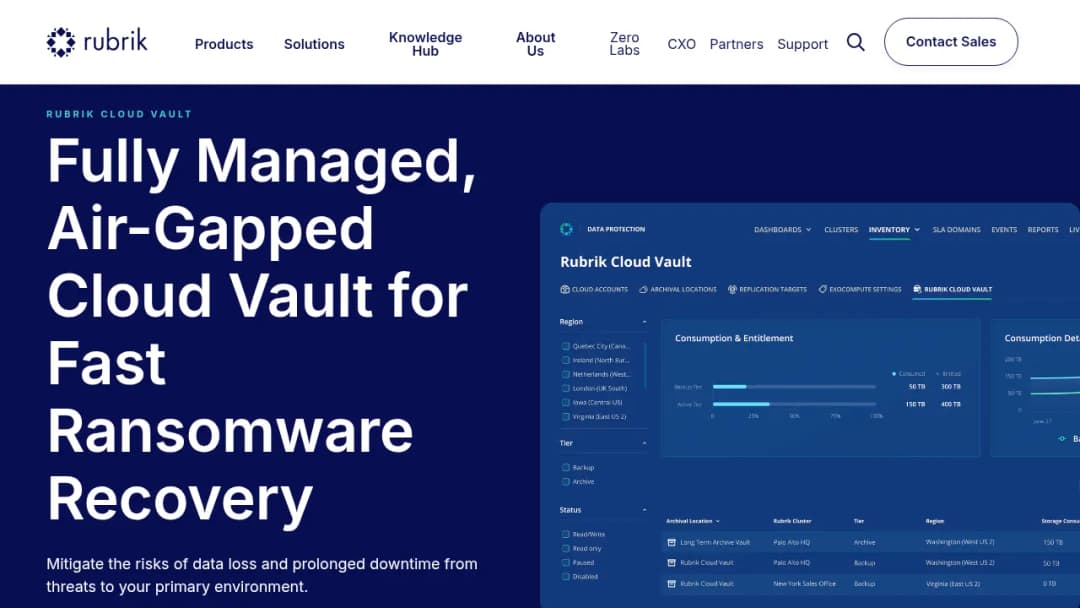 Rubrik Cloud Vault screenshot