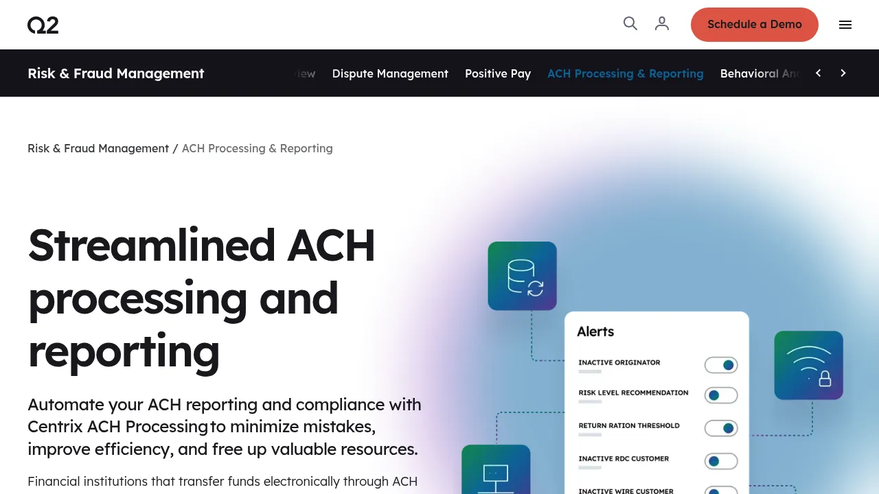 Q2 ACH Processing & Reporting screenshot