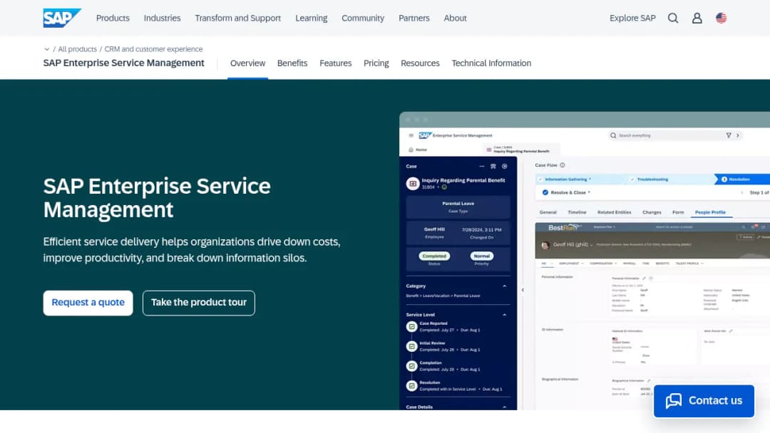 SAP Enterprise Service Management screenshot