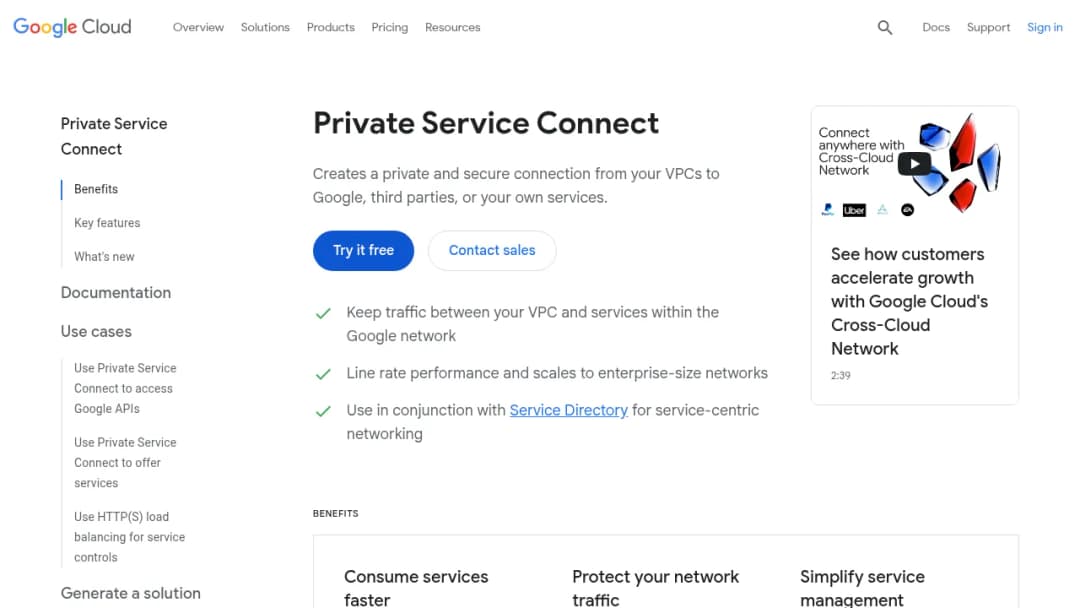 Private Service Connect screenshot