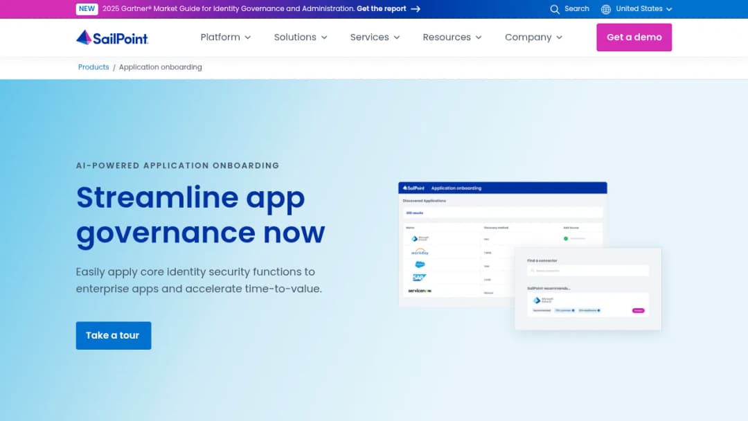 SailPoint AI-powered application onboarding screenshot