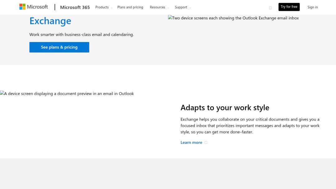 Microsoft Exchange screenshot