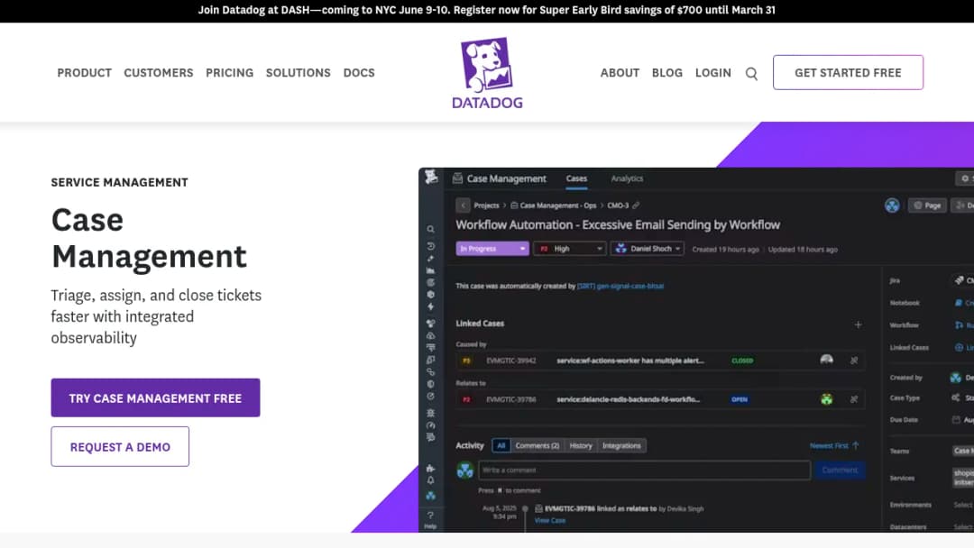 Datadog Case Management screenshot