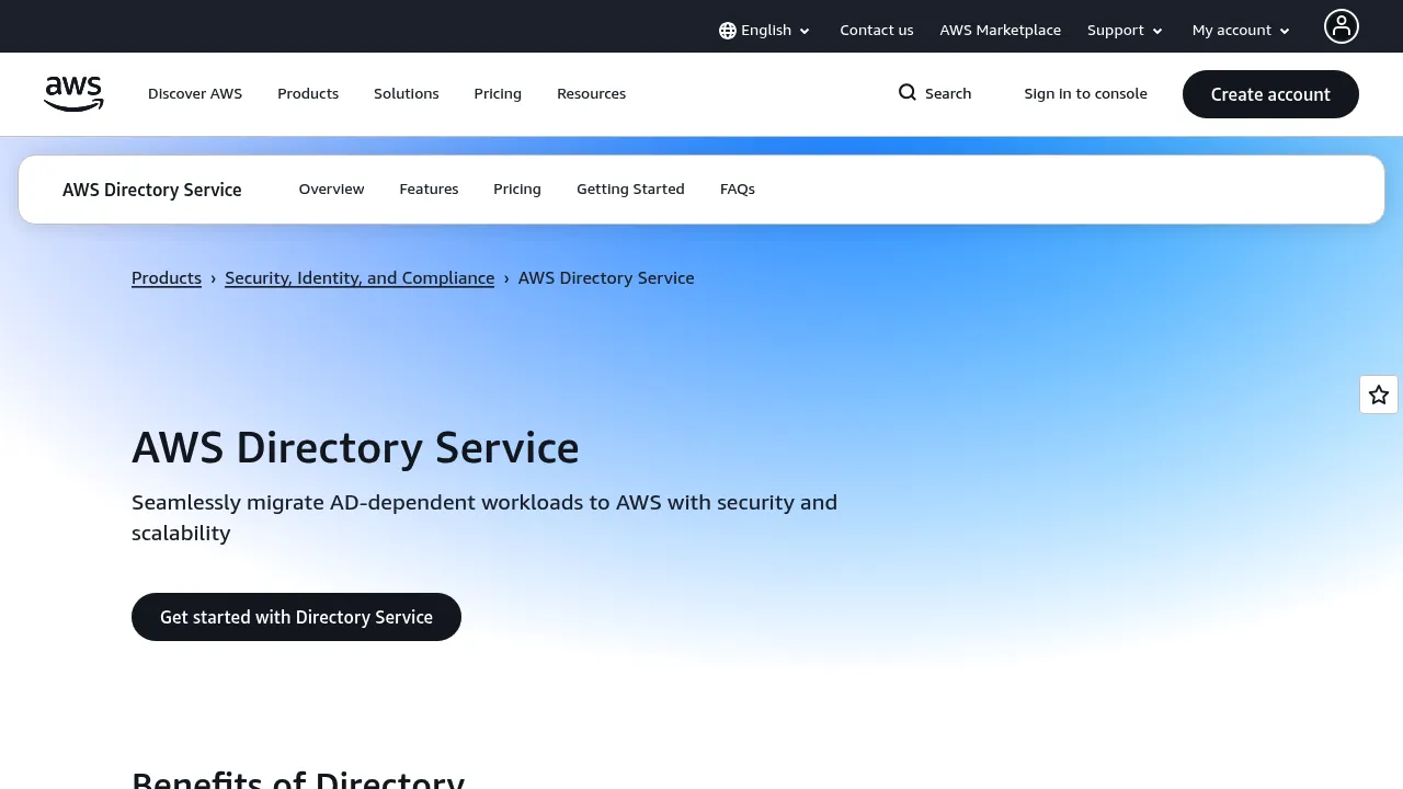 AWS Directory Service screenshot