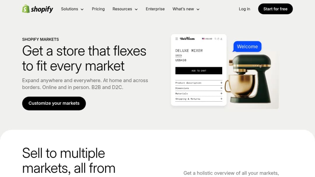 Shopify Markets screenshot