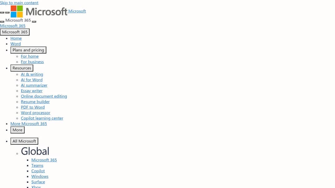 Microsoft Word screenshot