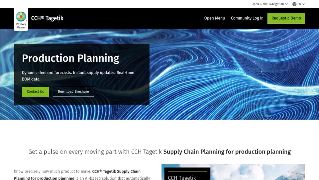 Wolters Kluwer CCH Tagetik: Production Planning screenshot