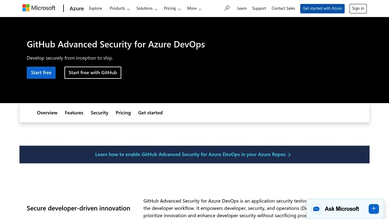 Microsoft GitHub Advanced Security for Azure DevOps screenshot