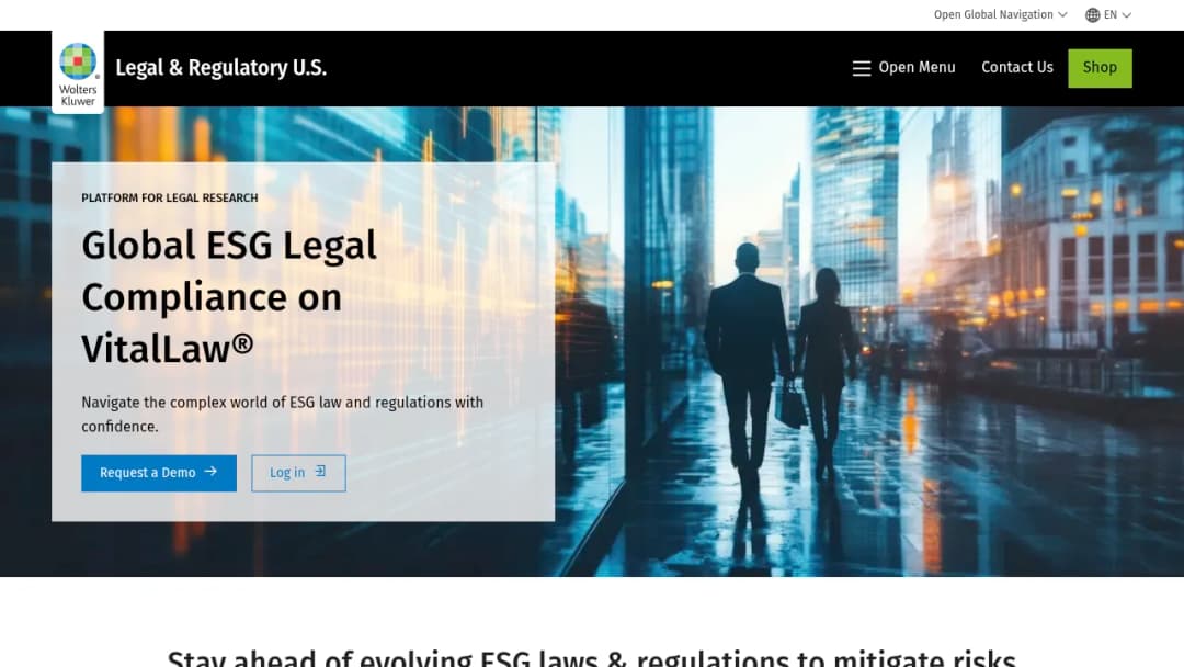 Wolters Kluwer Global ESG Legal Compliance on VitalLaw® screenshot