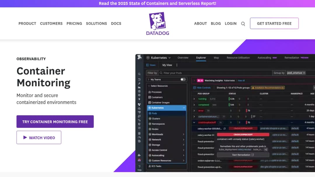 Datadog Container Monitoring screenshot