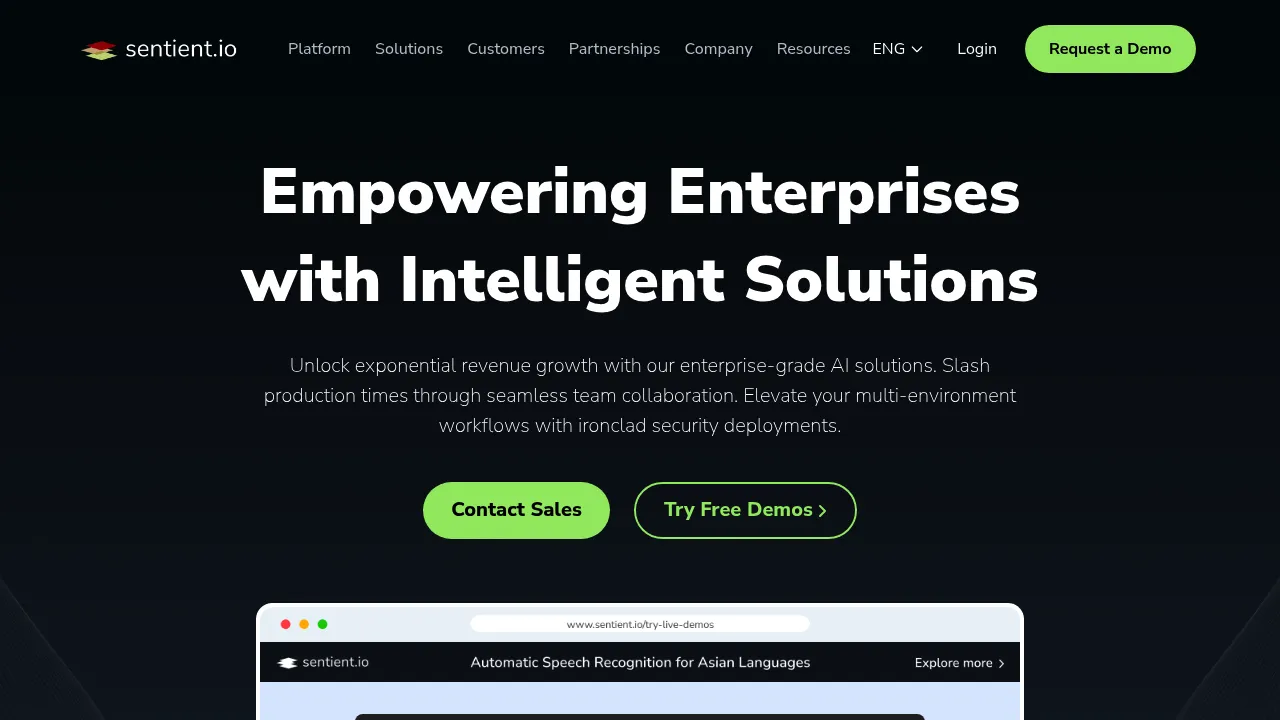 Sentient.io screenshot