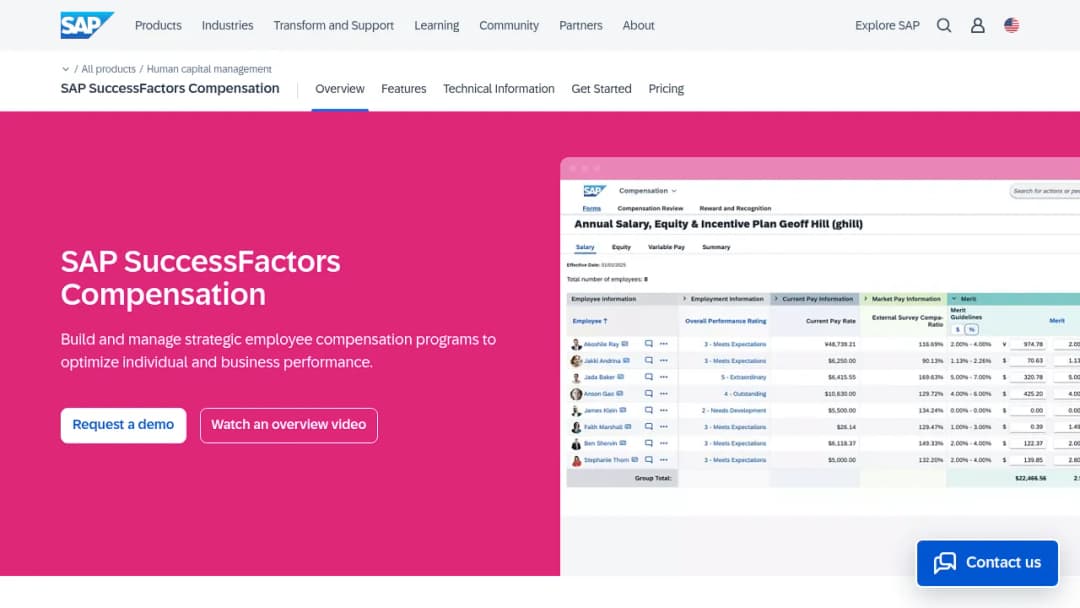 SAP SuccessFactors Compensation screenshot
