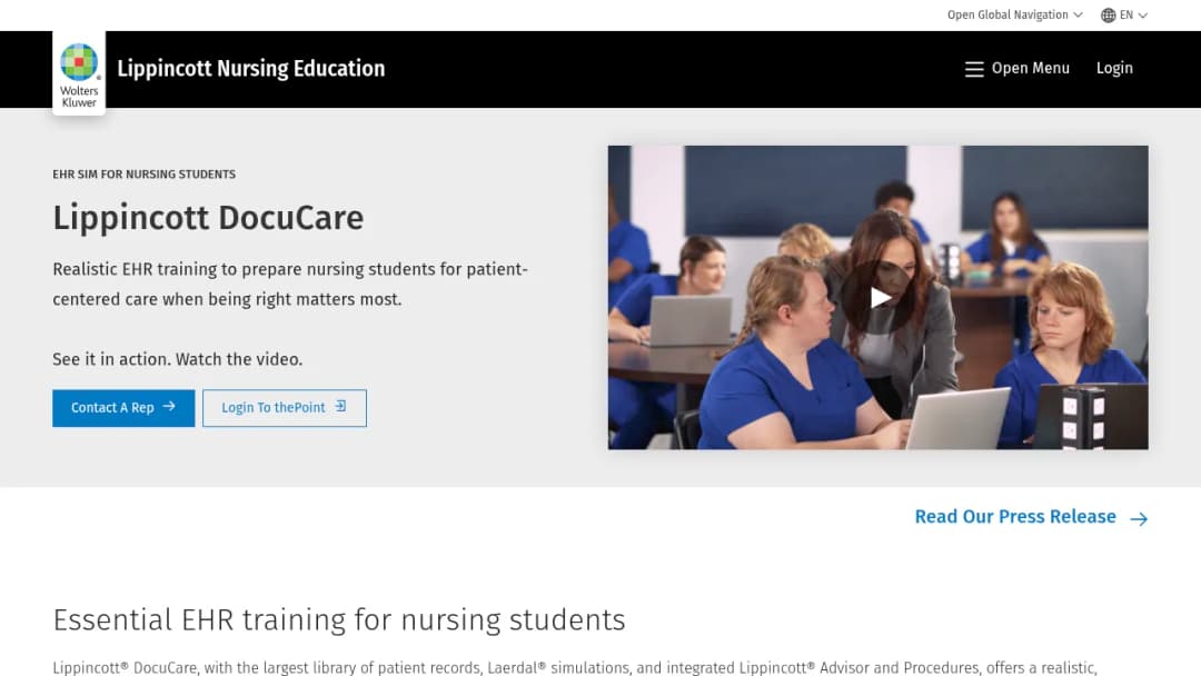 Wolters Kluwer Lippincott DocuCare screenshot