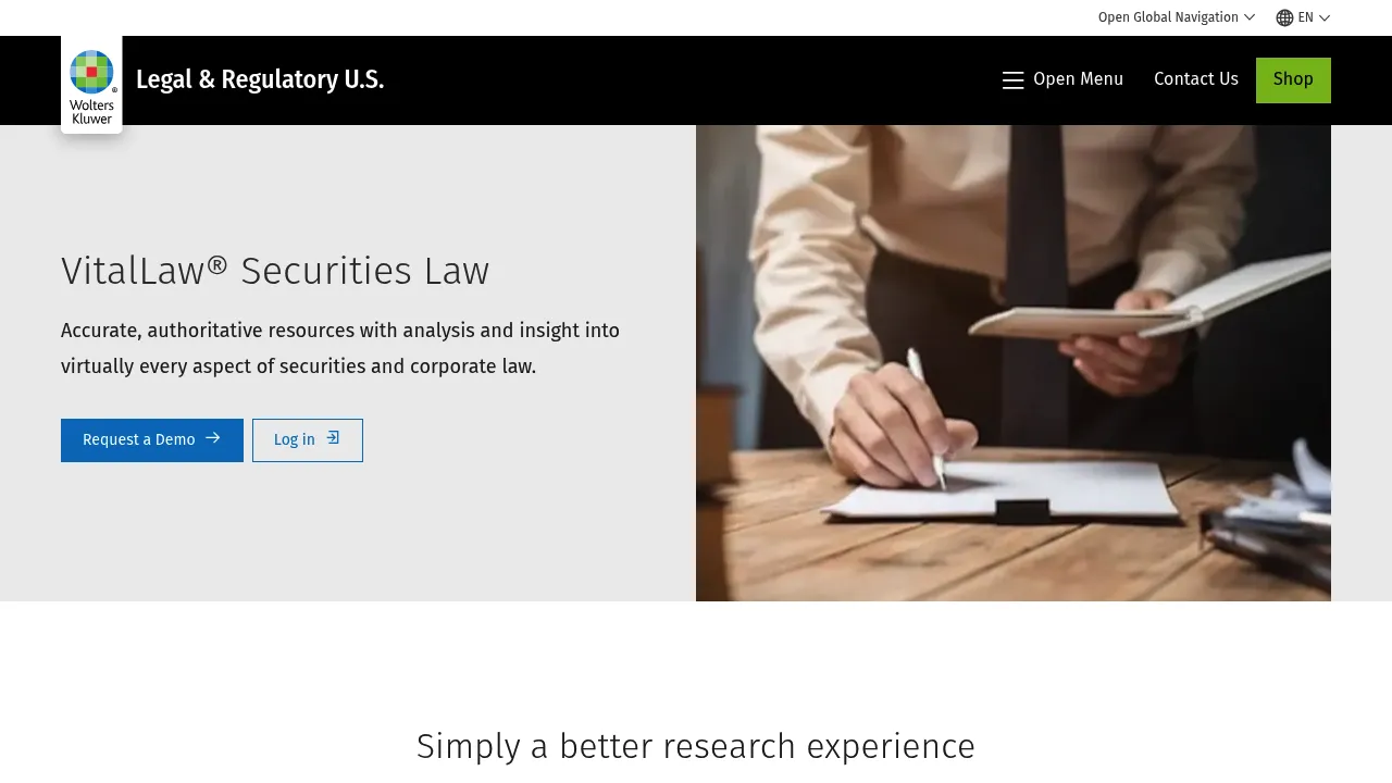 Wolters Kluwer VitalLaw® Securities Law screenshot