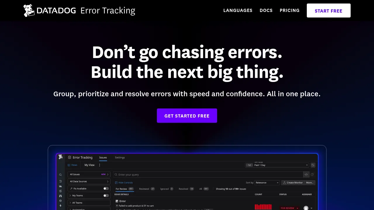 Datadog Error Tracking screenshot