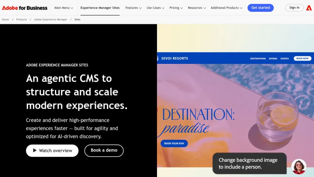 Adobe Experience Manager Sites screenshot