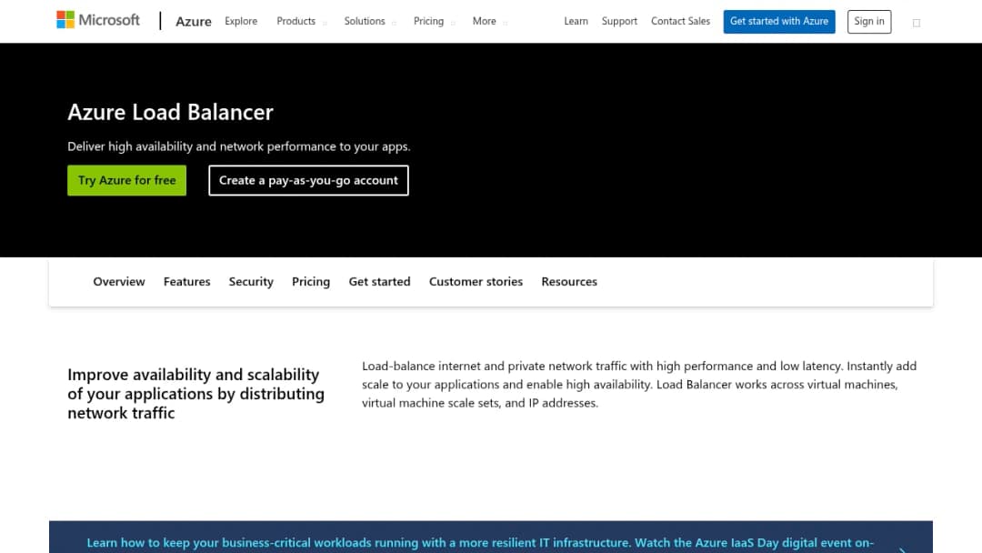 Azure Load Balancer screenshot