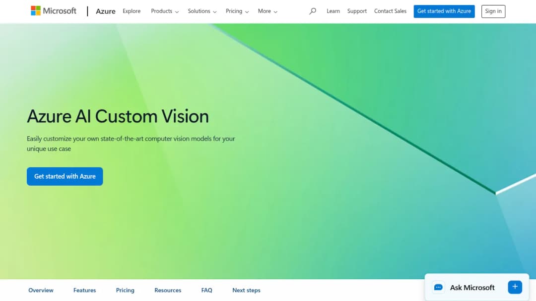 Microsoft Azure AI Custom Vision screenshot