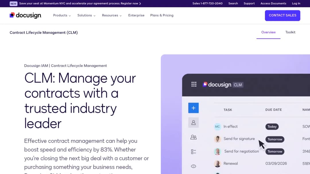 DocuSign Contract Lifecycle Management screenshot