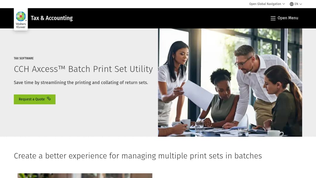 Wolters Kluwer CCH Axcess™ Batch Print Set Utility screenshot