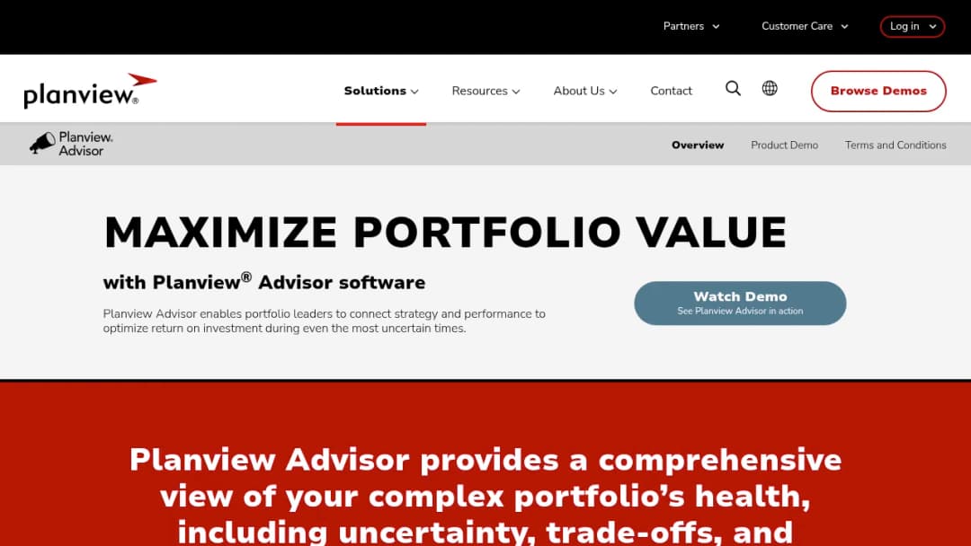 Planview® Advisor screenshot
