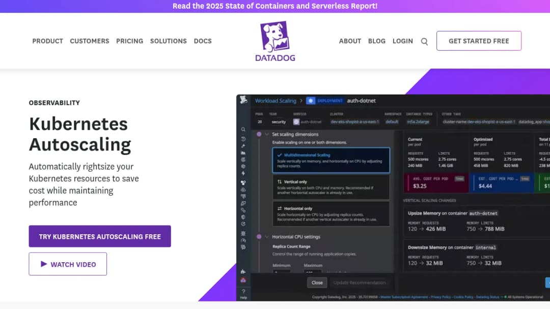 Datadog Kubernetes Autoscaling screenshot