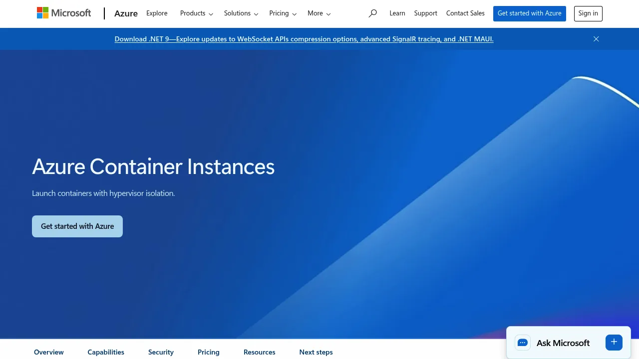 Azure Container Instances screenshot