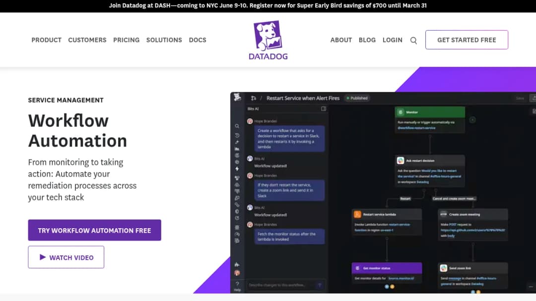 Datadog Workflow Automation screenshot