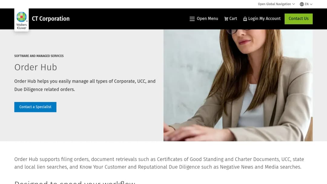 Wolters Kluwer Order Hub screenshot