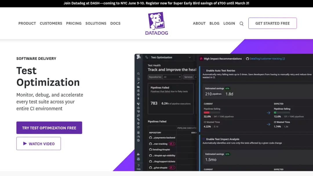 Datadog Test Optimization screenshot